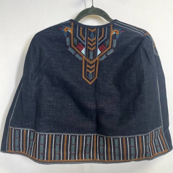 BCBGMaxAzria Zachary Navy Embroidered Cape Jacket - Picture 9 of 12